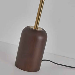 Kuppelschirm-Tischlampe mit Retro-Holzsockel