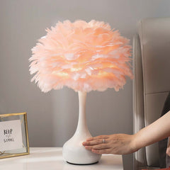 Feather Table Lamp Elegant for Bedside with Touch Control