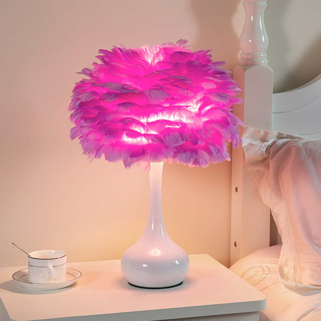 Feather Table Lamp Elegant for Bedside with Touch Control