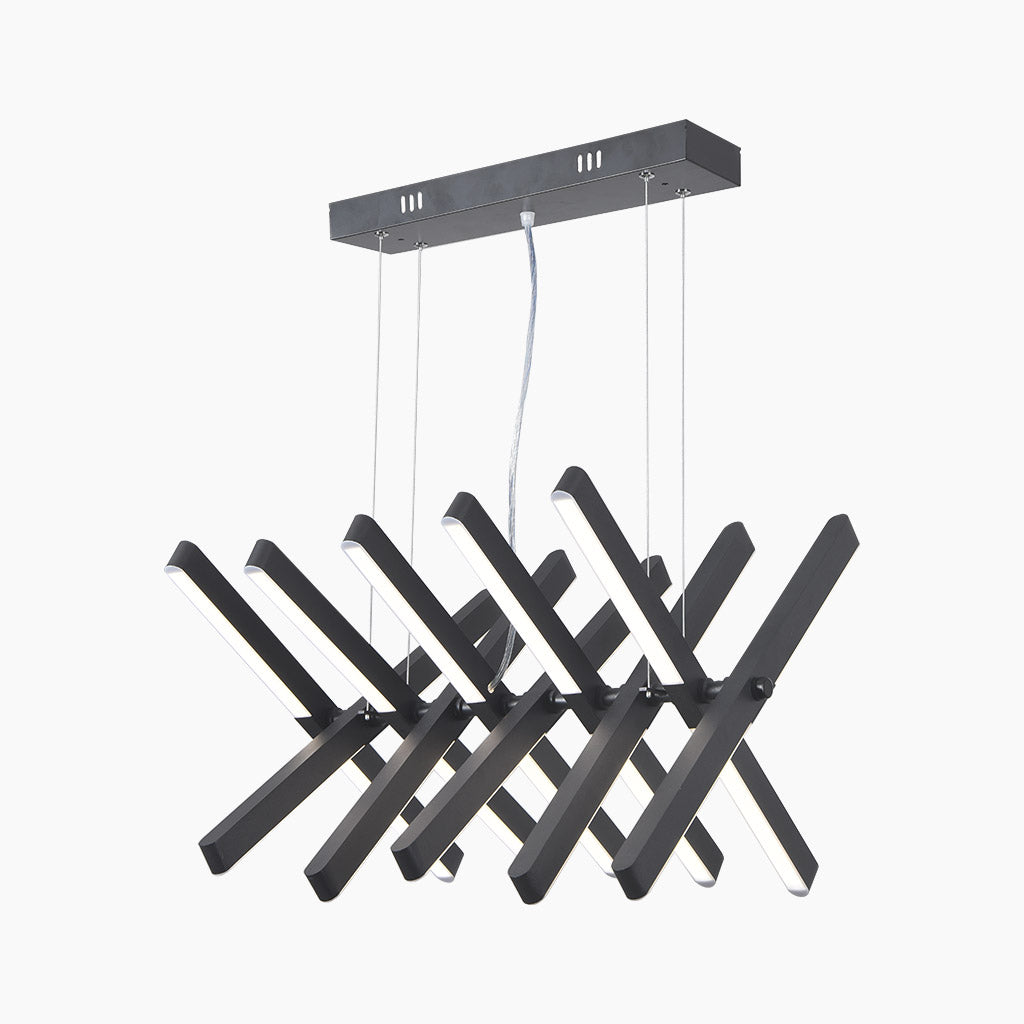Elegant Black Linear Piano Keys Pendant Chandelier 10 Head