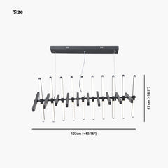 Elegant Black Linear Piano Keys Pendant Chandelier 20 Head Size