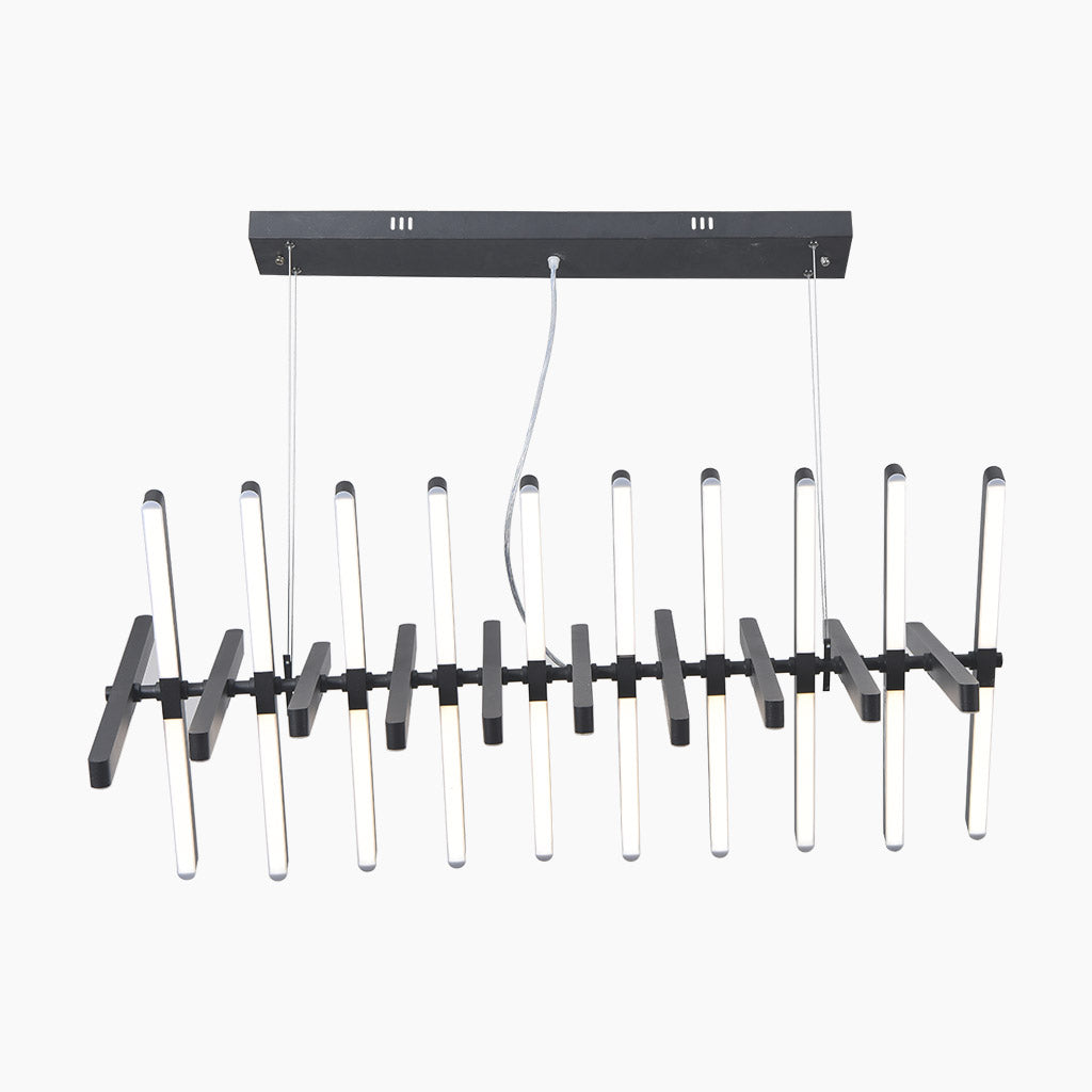 Elegant Black Linear Piano Keys Pendant Chandelier 20 Head