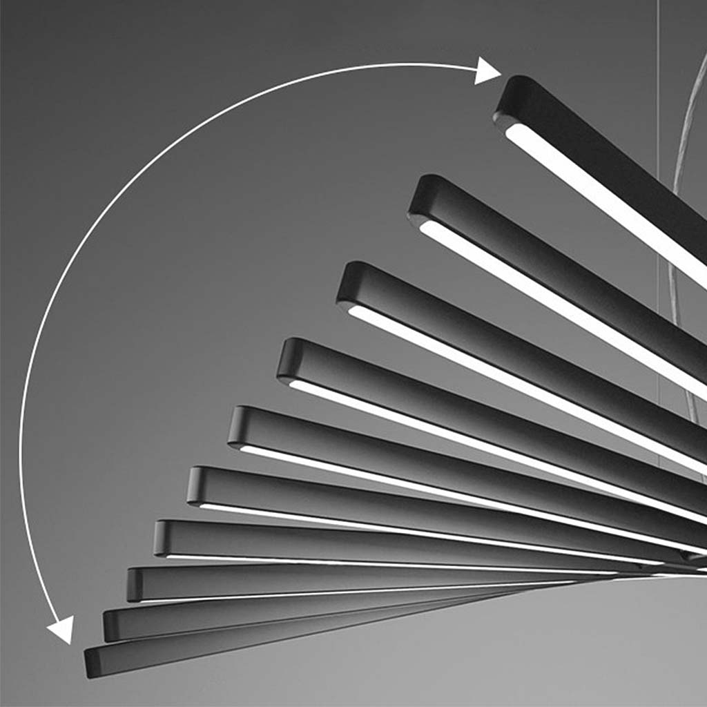 Elegant Black Linear Piano Keys Pendant Chandelier Detail Rotation