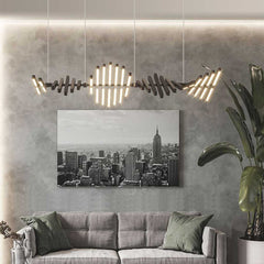 Elegant Black Linear Piano Keys Pendant Chandelier Hall