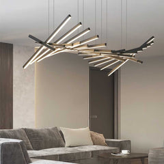 Elegant Black Linear Piano Keys Pendant Chandelier Living Room