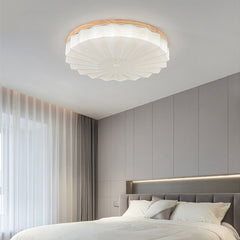 Elegant Wood Round Sunflower LED Ceiling Light Bedroom
