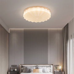 Elegant Wood Round Sunflower LED Ceiling Light Warm