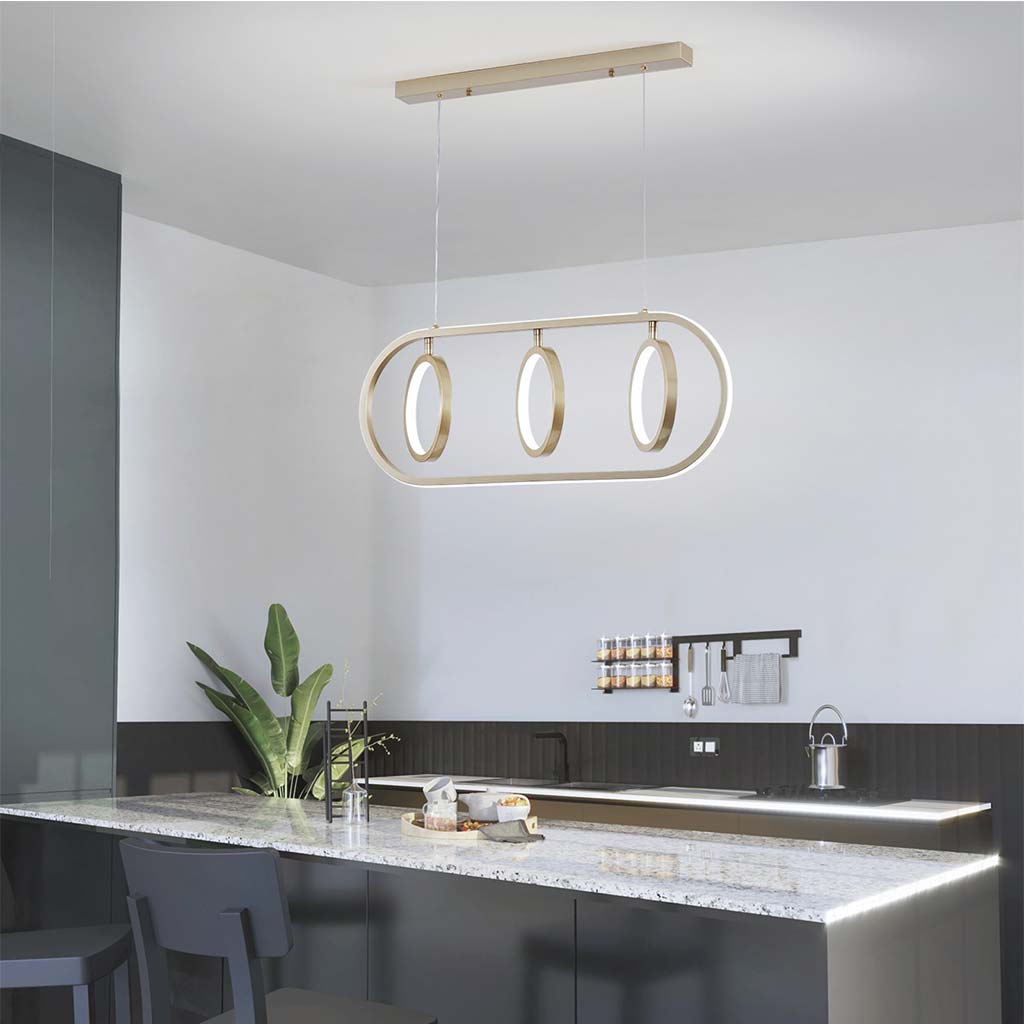 Elegant Wrought Iron 3 Ring Chandelier Pendant Light Kitchen Island