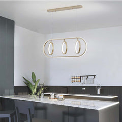 Elegant Wrought Iron 3 Ring Chandelier Pendant Light Kitchen Island