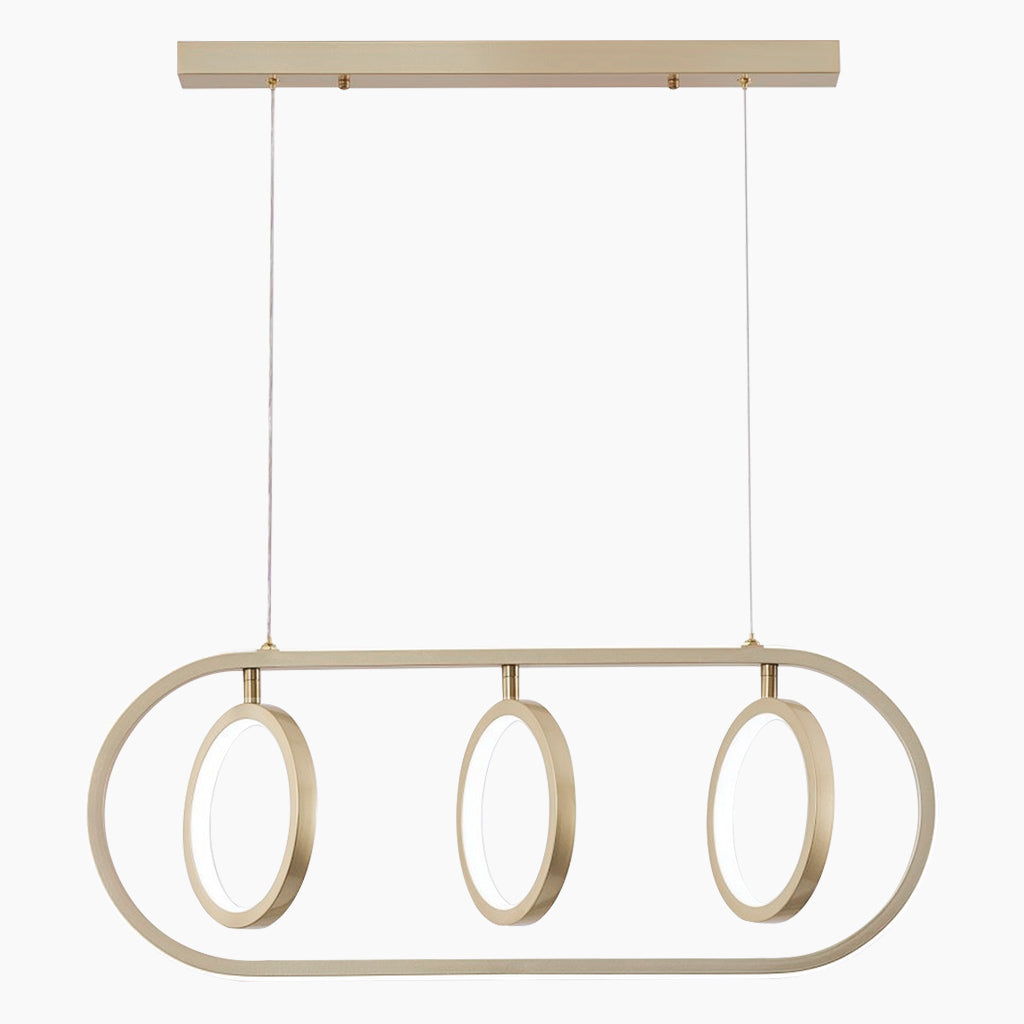 Elegant Wrought Iron 3 Ring Chandelier Pendant Light Gold