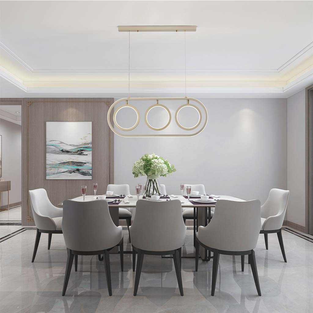 Elegant Wrought Iron 3 Ring Chandelier Pendant Light Restaurant