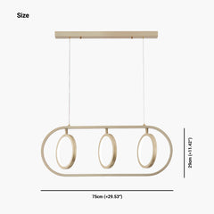 Elegant Wrought Iron 3 Ring Chandelier Pendant Light Size
