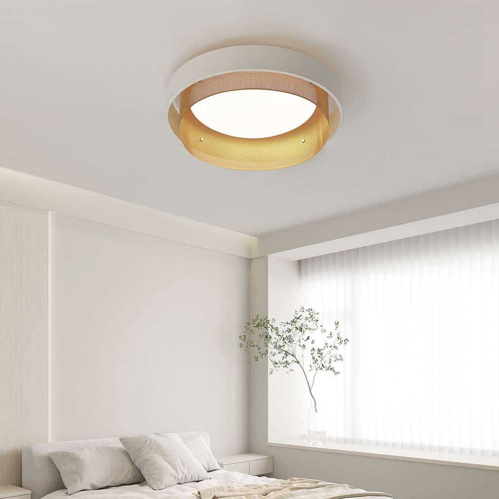 Elegant Wrought Iron Round Flush Mount Ceiling Light Bed