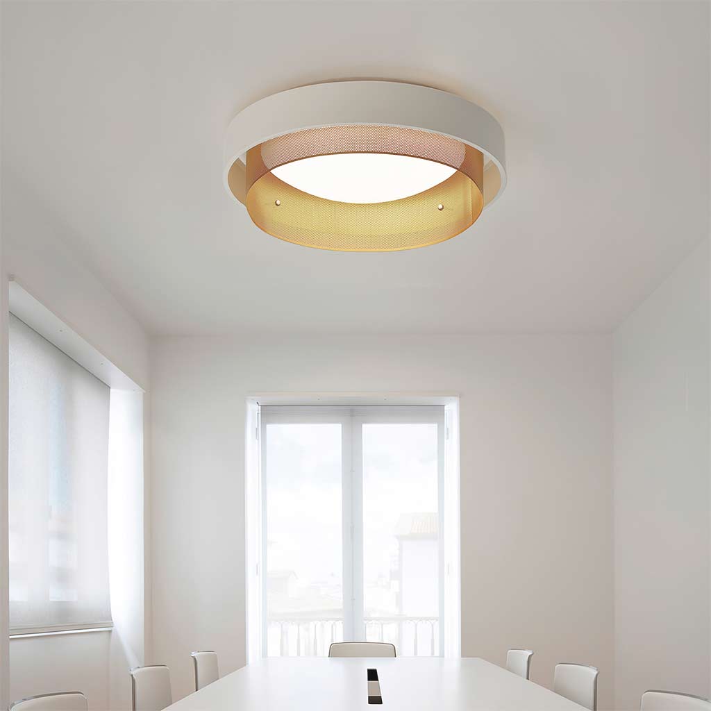 Elegant Wrought Iron Round Flush Mount Ceiling Light Meeting Room