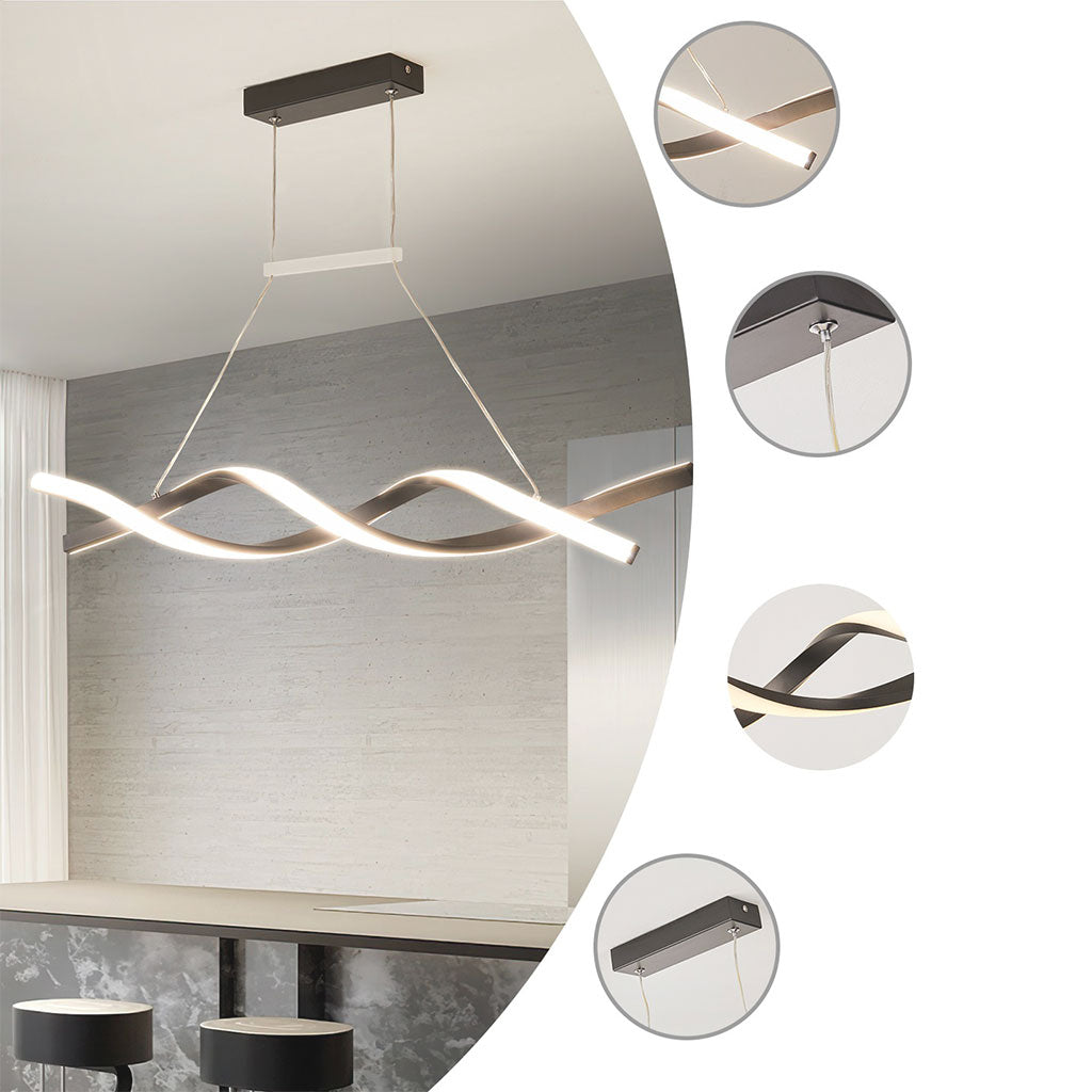 Linear Chandelier Ceiling Light LED Exquisite Curved Wavy Helix, Aluminum Dia87cm*H11cm / Dia34.25'' x H4.33'' / White & Black