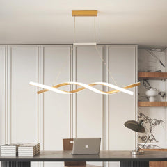 Exquisite Aluminum Curved Chandelier LED Ceiling Light Office Gold