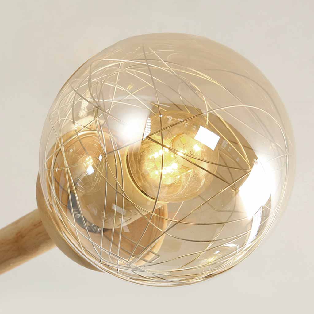 Exquisite Glass Bubble Wood Chandelier Detail Bulb