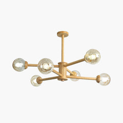 Exquisite Glass Bubble Wood Chandelier Main 6 Lights