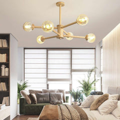 Exquisite Glass Bubble Wood Chandelier Room 6 Lights