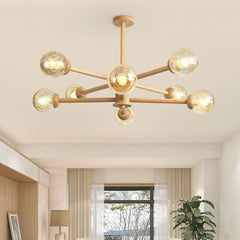 Exquisite Glass Bubble Wood Chandelier Room 8 Lights