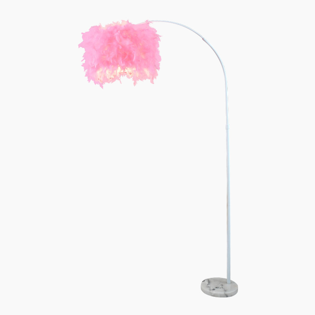 Fairy Feather Arched Fishing Pole Floor Lamp Pink