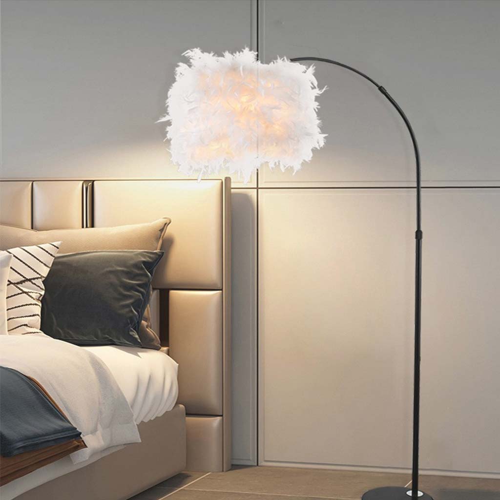 Fairy Feather Arched Fishing Pole Floor Lamp White Bedroom