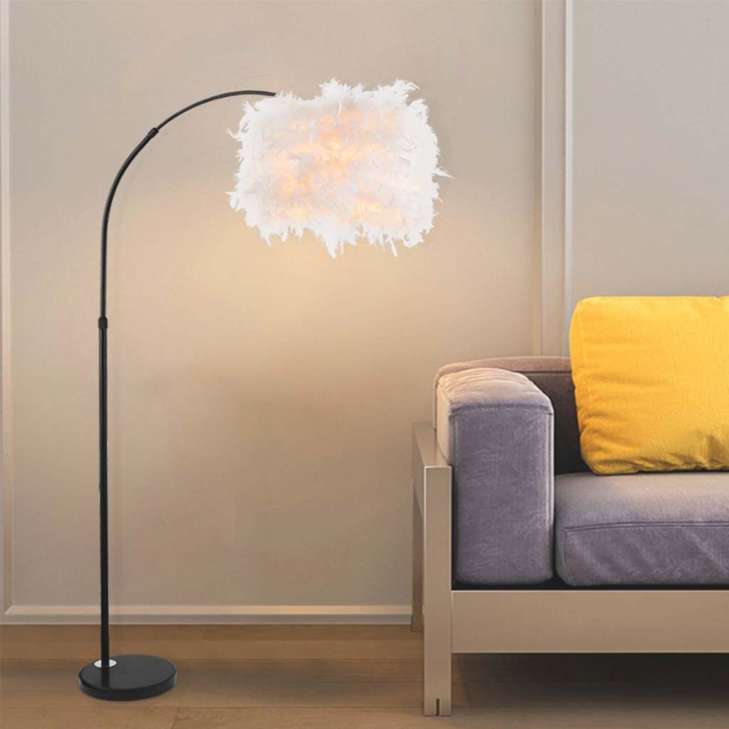 Fairy Feather Arched Fishing Pole Floor Lamp White Living Room