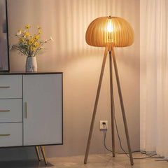 Tafellamp/statief vloerlamp omgevingspompoen hout