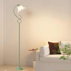 Floor Lamp Cream Acrylic Flower Lily of the Valley Green Living Room