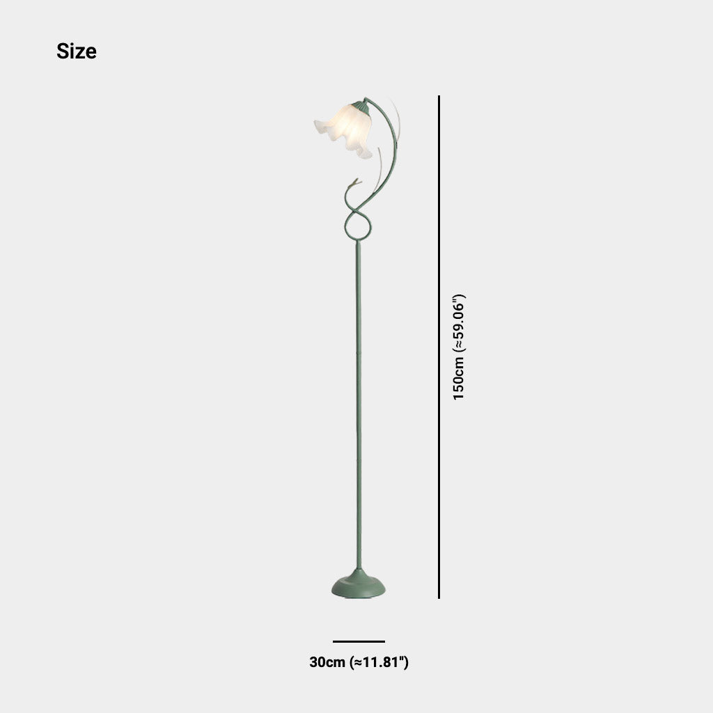 Floor Lamp Cream Acrylic Flower Lily of the Valley Green Size