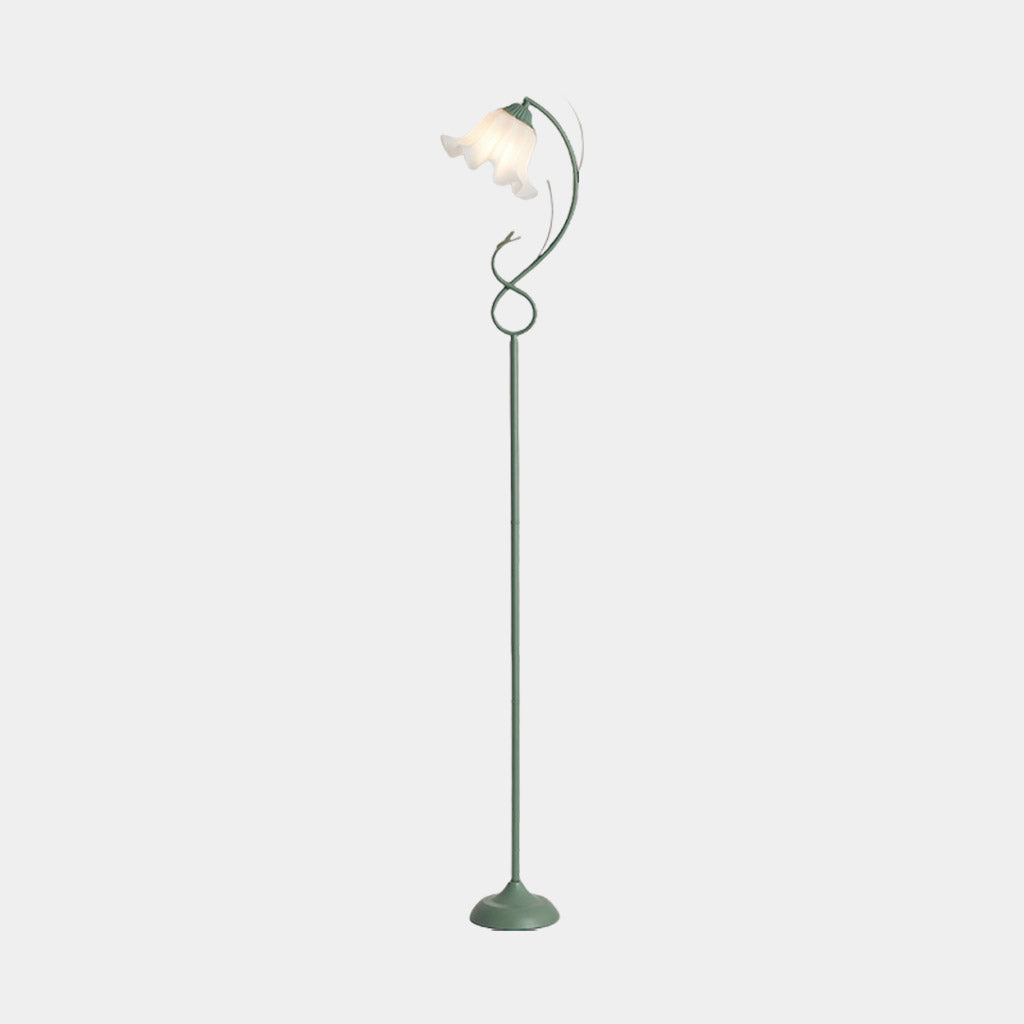 Floor Lamp Cream Acrylic Flower Lily of the Valley Green