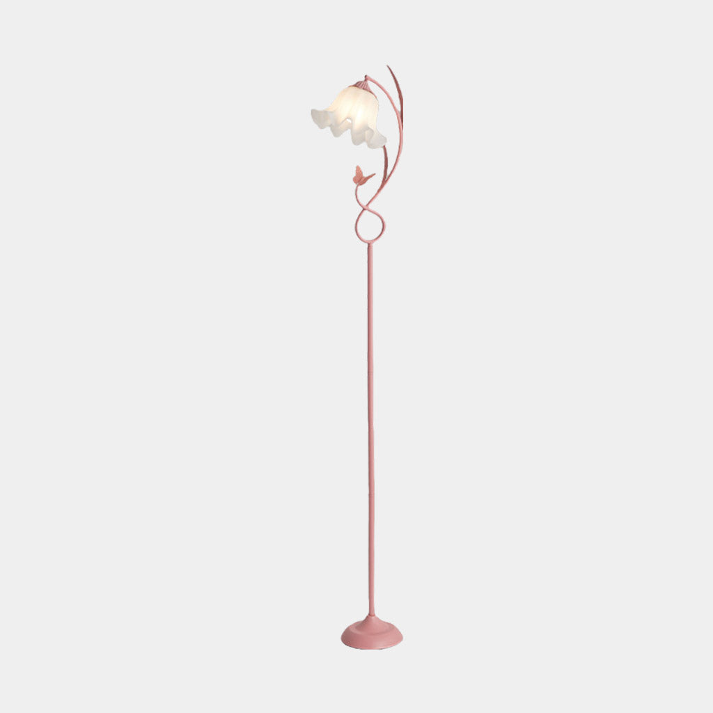 Floor Lamp Cream Acrylic Flower Lily of the Valley Pink