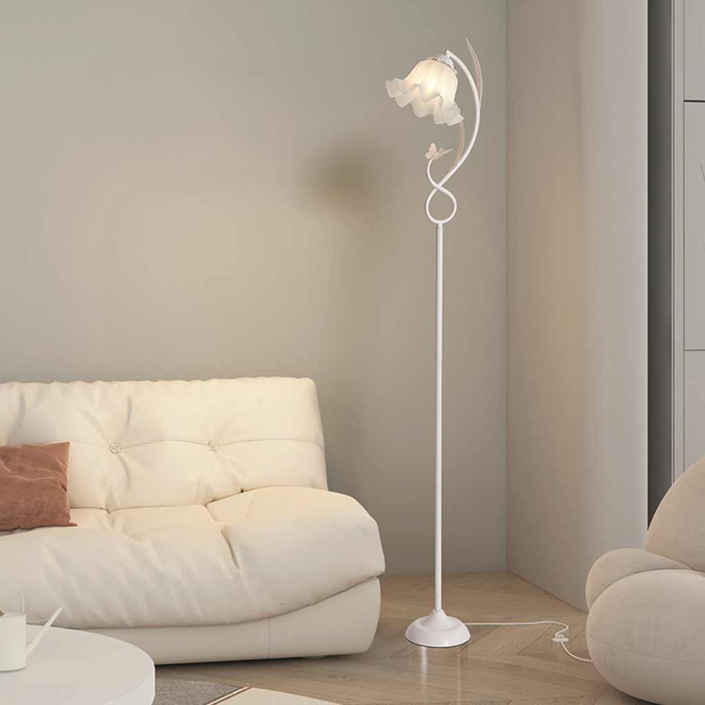 Floor Lamp Cream Acrylic Flower Lily of the Valley White Living Room