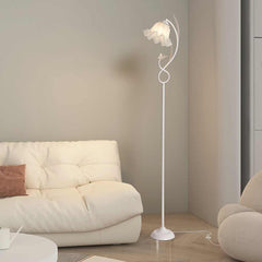 Floor Lamp Cream Acrylic Flower Lily of the Valley White Living Room