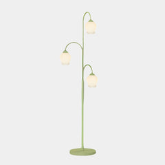 Lampada da terra in vetro color crema, fiore di giglio, per interni, verde