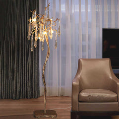 Floor Lamp Crystal Droplet Brass Branch Sitting Room