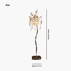 Floor Lamp Crystal Droplet Brass Branch Size