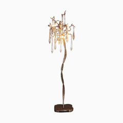 Floor Lamp Crystal Droplet Brass Branch