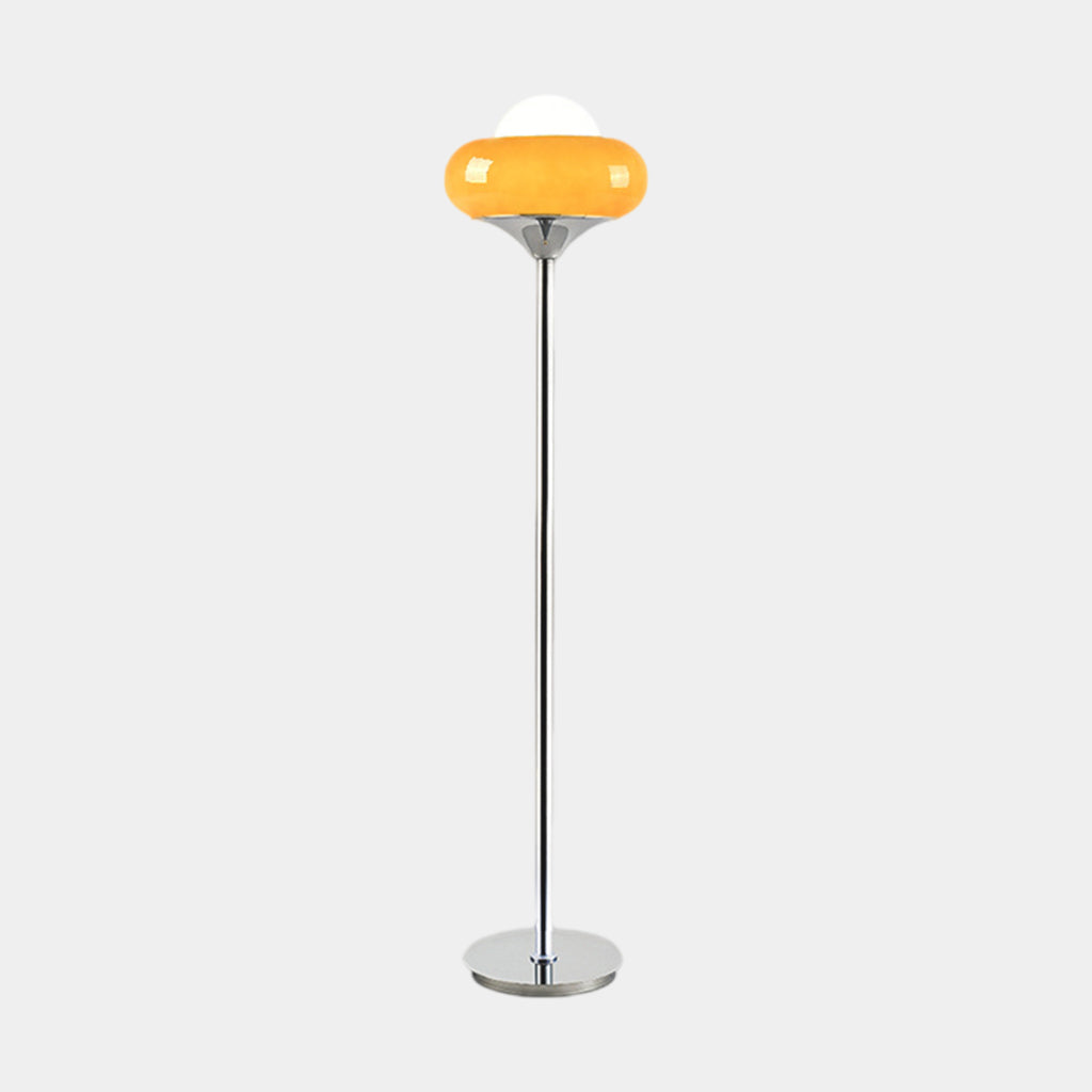 Floor Lamp Decorative Chrome Orange Glass Round