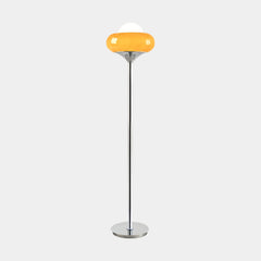 Floor Lamp Decorative Chrome Orange Glass Round