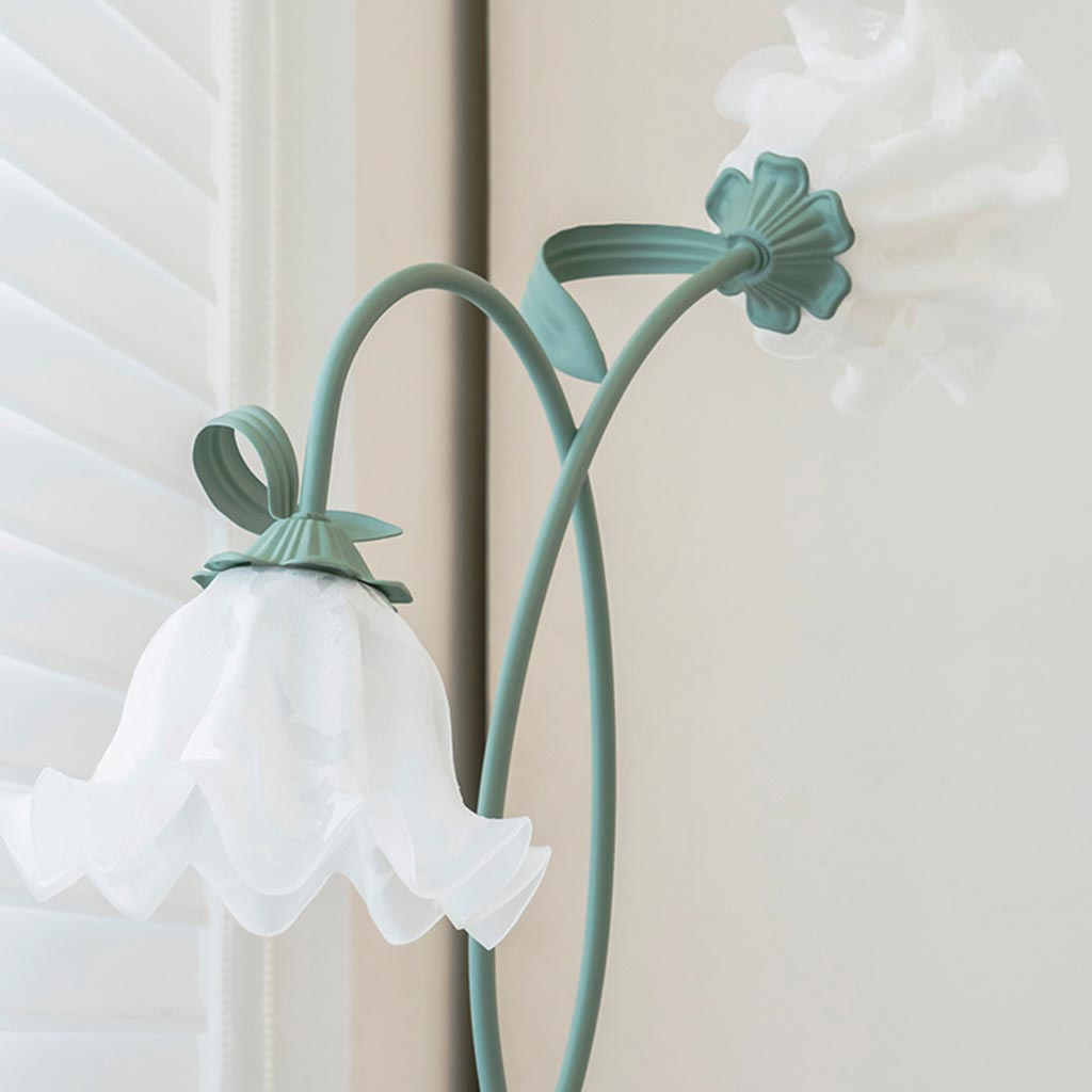 Floor Lamp Decorative Green Spiral Glass Flower Detail