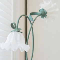 Floor Lamp Decorative Green Spiral Glass Flower Detail