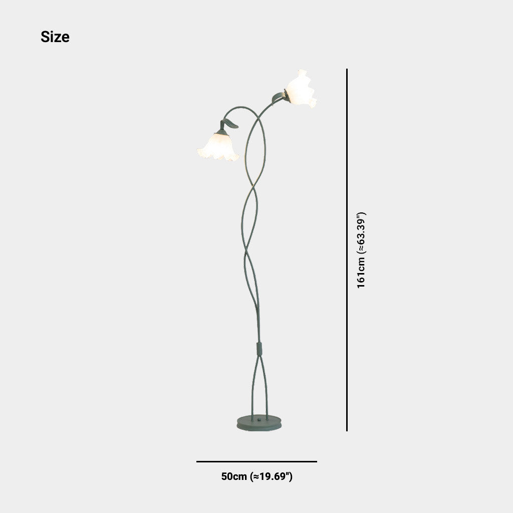 Floor Lamp Decorative Green Spiral Glass Flower Size