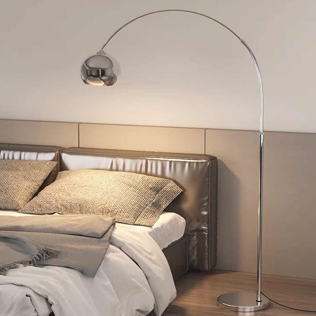 Floor Lamp Fishing Pole Arch with Round Shade Chrome Bedroom