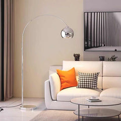 Floor Lamp Fishing Pole Arch with Round Shade Chrome Living Room