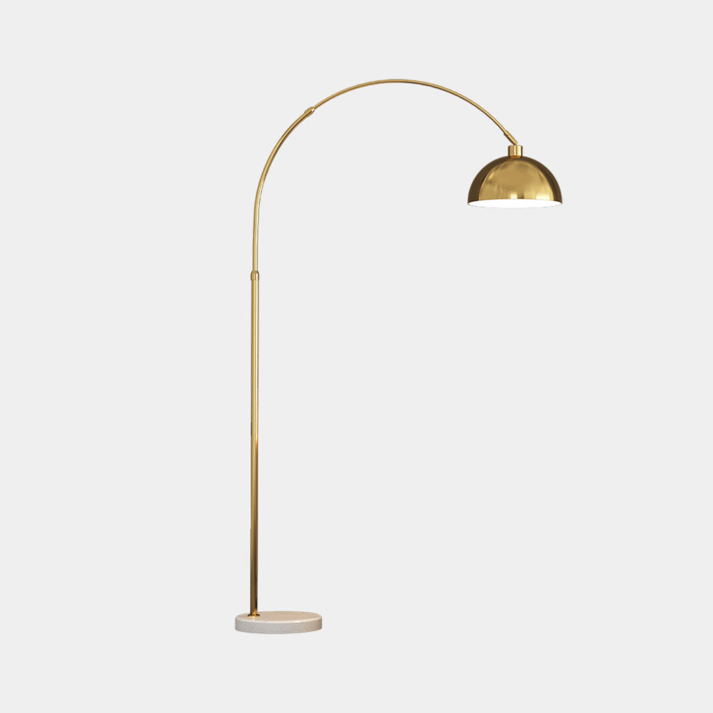 Lampada da Terra Moderna Arco Canna da Pesca Cupola Oro
