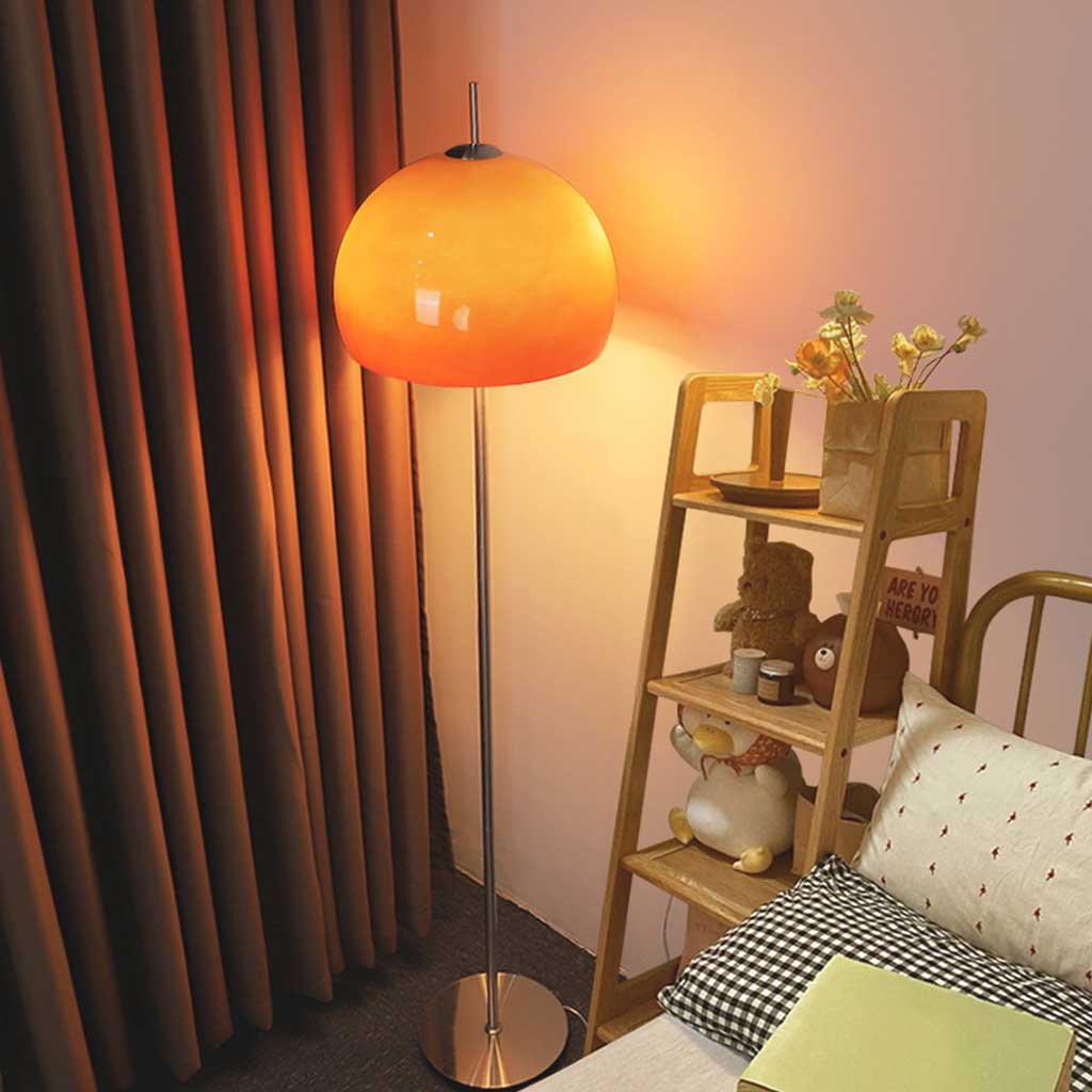 Floor Lamp MushroomDome Glass Orange Bedroom