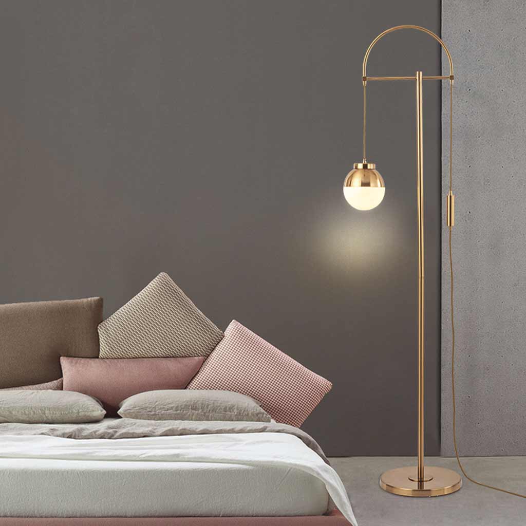 Floor Lamp Nordic Iron Gold Arched Glass Globe Bedroom