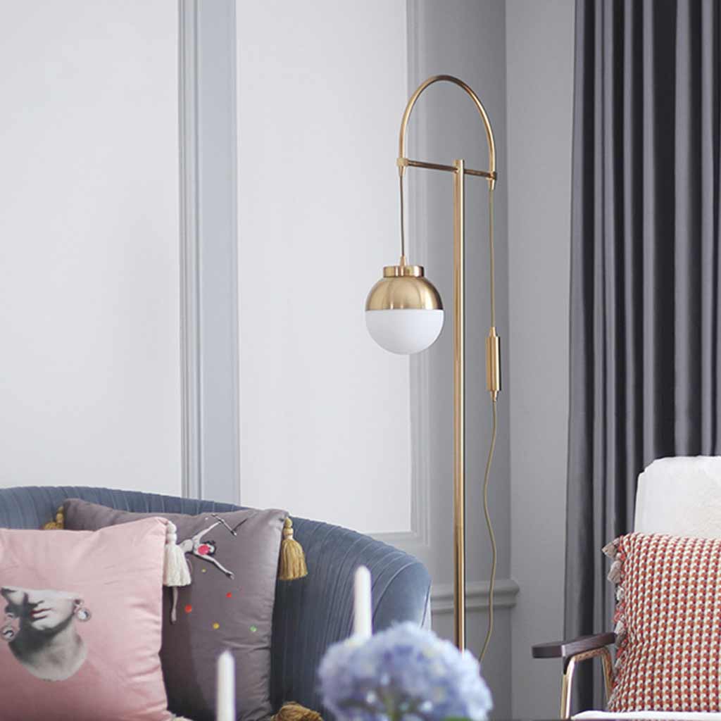 Floor Lamp Nordic Iron Gold Arched Glass Globe Corner