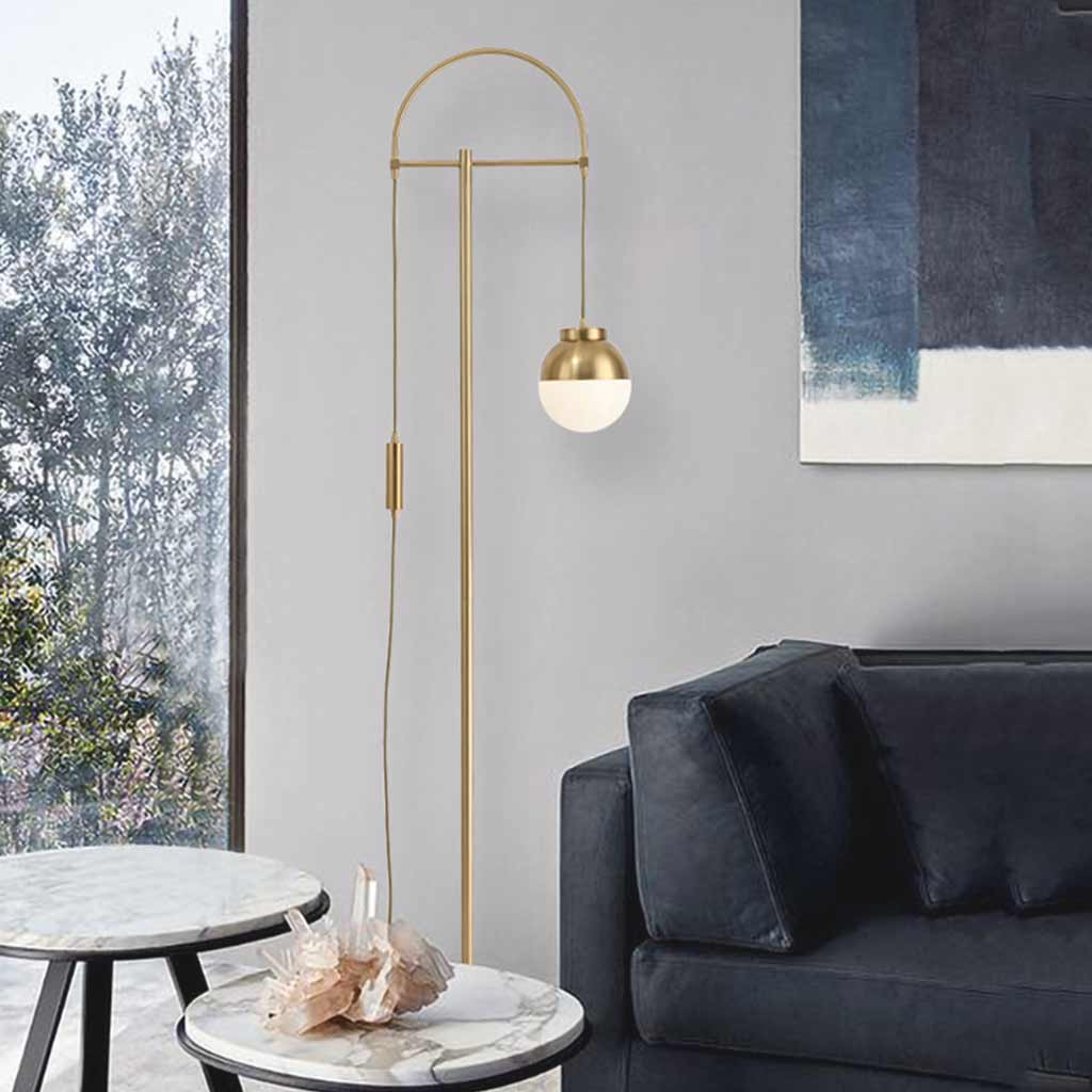 Floor Lamp Nordic Iron Gold Arched Glass Globe Living Room